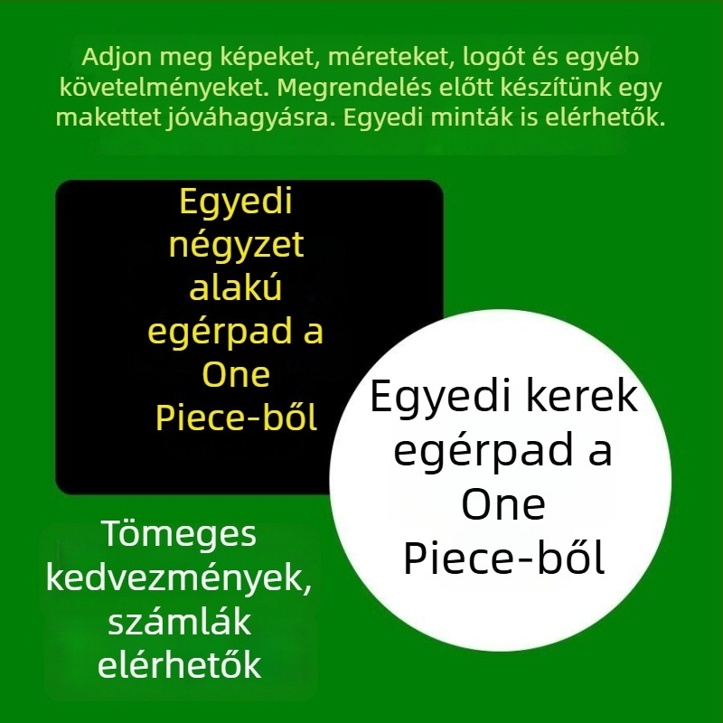 Óriás méretű gamer egérpad varrott éllel, egyedi logóval, AOCC-stílus, anime-karikatúra dizájn