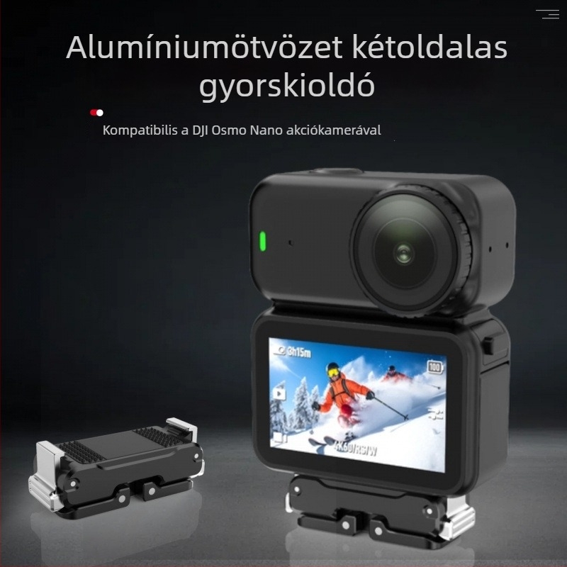 Alumínium ötvözet mágneses gyorskioldó tartó Osmo Nano és DJI 360/Action4/5 sportkamerákhoz, kétirányú összecsukható