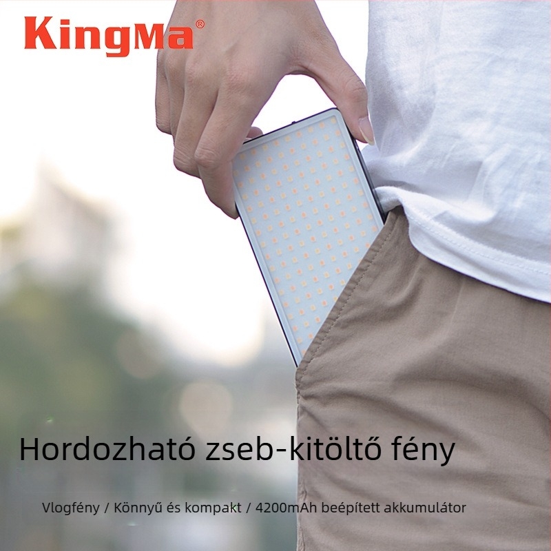 KingMa KM-200AI/180A hordozható fotózás világítása — 180/200 LED, Színhőmérséklet állítható, Fényerő állítható, Beépített akkumulátor