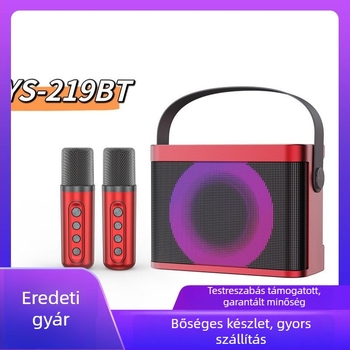 Minden egyben vezeték nélküli Bluetooth karaoke hangszóró LED világítással és két mikrofonnal (Bluetooth 5.1 • ≤10W • 60 Hz–15 kHz • 2000–4000 mAh • 3–5 óra lejátszás)