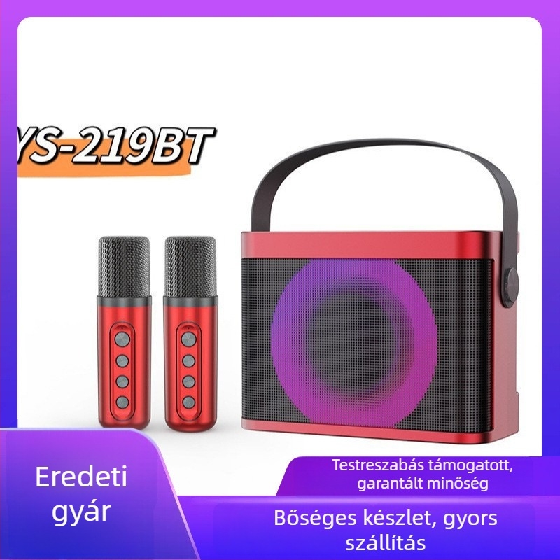 Minden egyben vezeték nélküli Bluetooth karaoke hangszóró LED világítással és két mikrofonnal (Bluetooth 5.1 • ≤10W • 60 Hz–15 kHz • 2000–4000 mAh • 3–5 óra lejátszás)