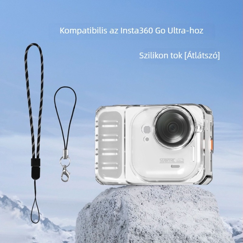 Insta360 GO Ultra védőtok – TPU, jégérzetű átlátszó, hőelvezetés, leesés elleni védelem