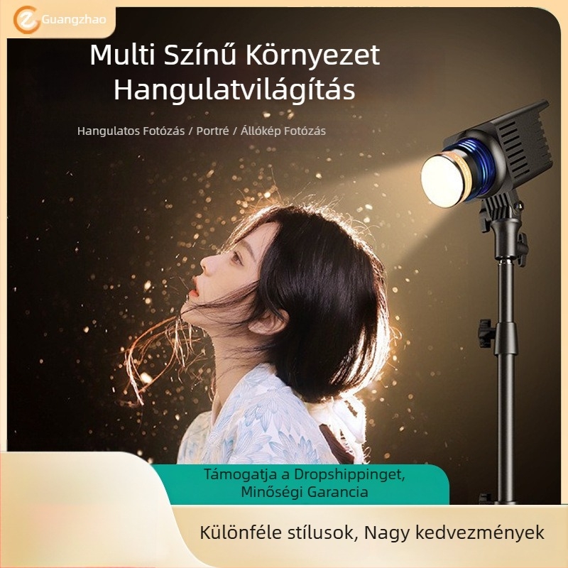 Professzionális fotózási világítás, 48W COB LED, 3000–5600K, állítható fényerő