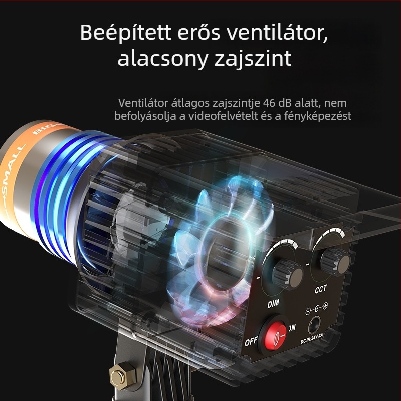 Professzionális fotózási világítás, 48W COB LED, 3000–5600K, állítható fényerő