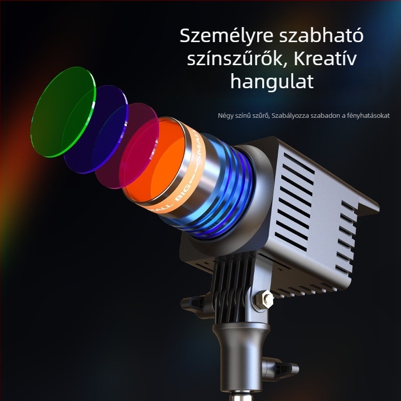 Professzionális fotózási világítás, 48W COB LED, 3000–5600K, állítható fényerő