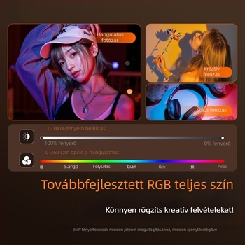 Csíptethető telefonvilágítás, 37 LED, állítható színhőmérséklet 2500K–9900K, kompakt, ideális selfie-hez, fényképezéshez és élő közvetítéshez