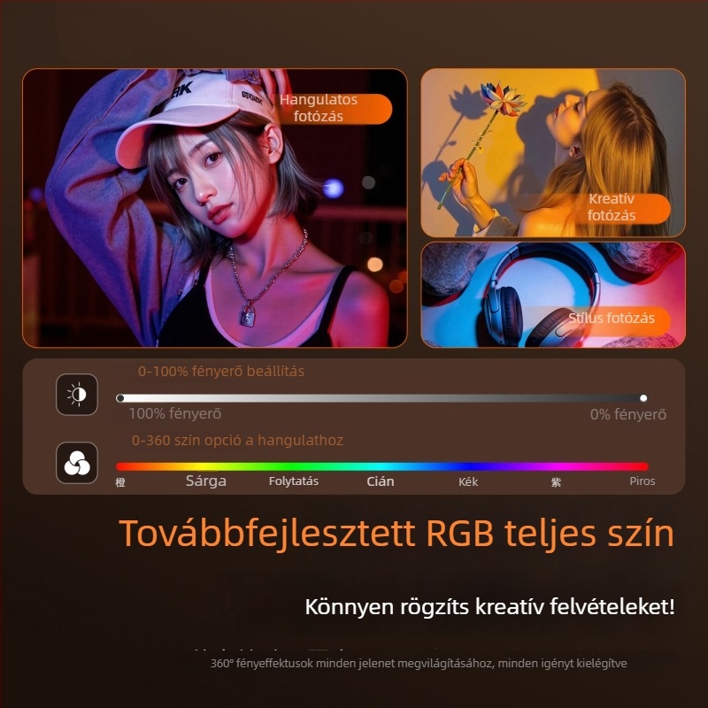 Csíptethető telefonvilágítás, 37 LED, állítható színhőmérséklet 2500K–9900K, kompakt, ideális selfie-hez, fényképezéshez és élő közvetítéshez