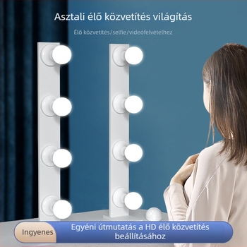Hordozható LED fotófény asztali élő közvetítéshez, dupla sor LED, 20W, 110–265V, fényerő állítható