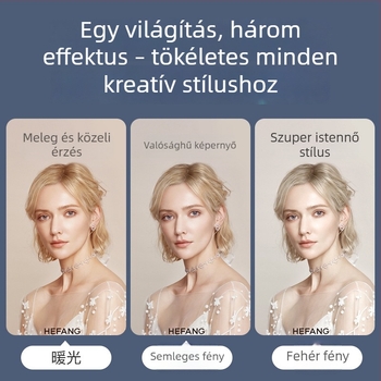 Hordozható LED fotófény asztali élő közvetítéshez, dupla sor LED, 20W, 110–265V, fényerő állítható