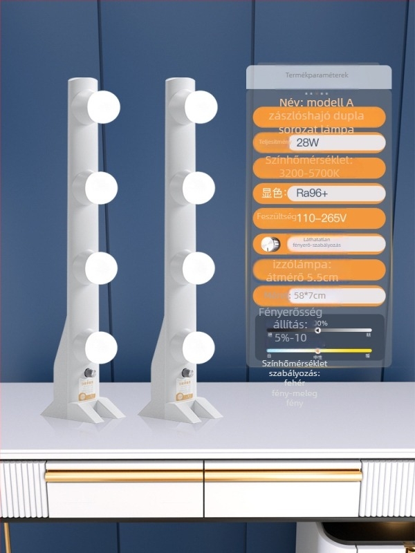 Hordozható LED fotófény asztali élő közvetítéshez, dupla sor LED, 20W, 110–265V, fényerő állítható