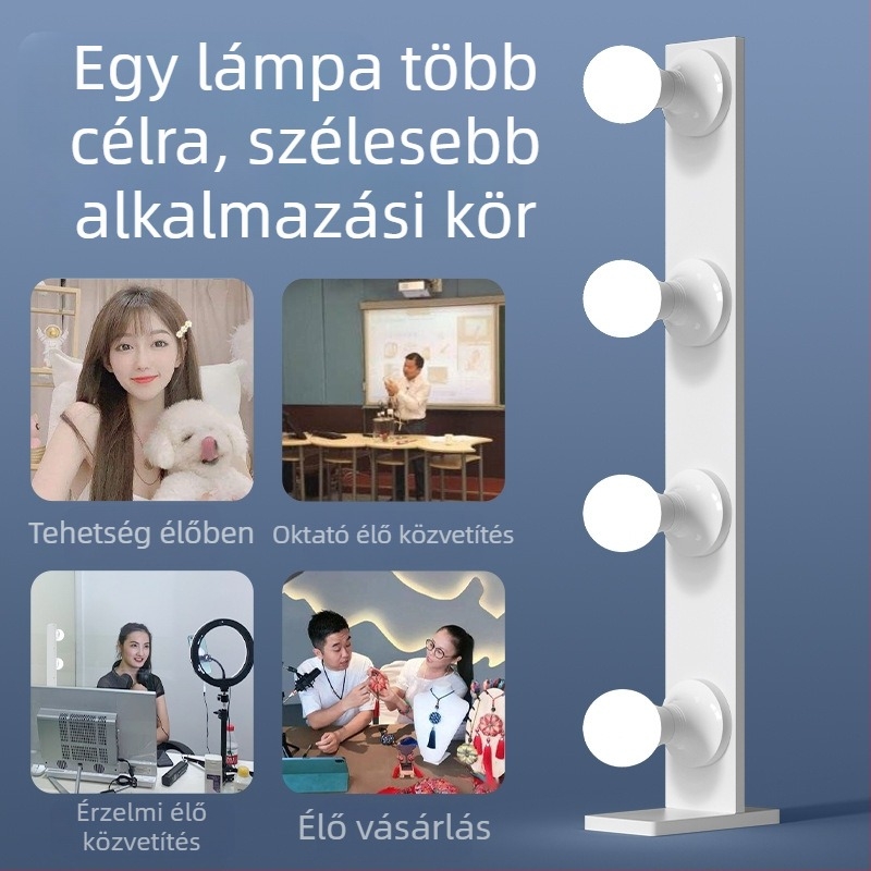 Hordozható LED fotófény asztali élő közvetítéshez, dupla sor LED, 20W, 110–265V, fényerő állítható