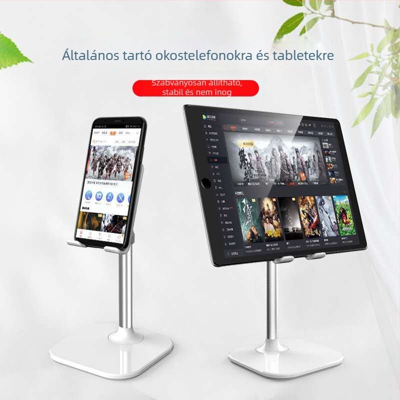 Teleszkópos, állítható asztali tartó telefonra és tabletre, emelő dizájn, kompatibil iPad/iPhone generációkkal, 145 g