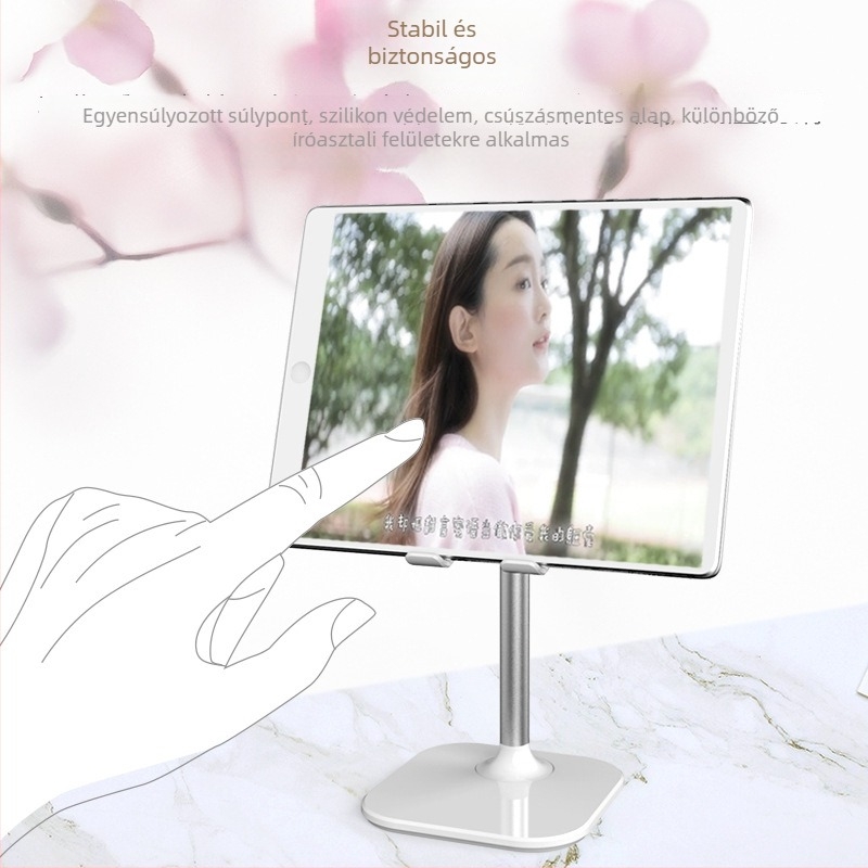 Teleszkópos, állítható asztali tartó telefonra és tabletre, emelő dizájn, kompatibil iPad/iPhone generációkkal, 145 g