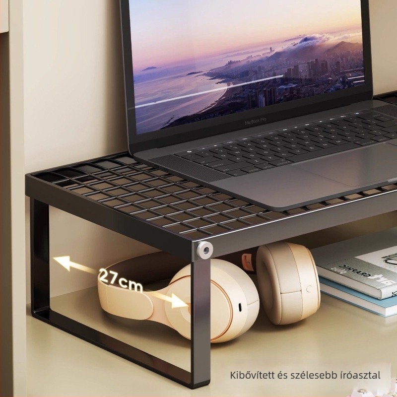 Vasból készült laptop állvány, forgó típusú, emelhető asztali alap monitorhoz