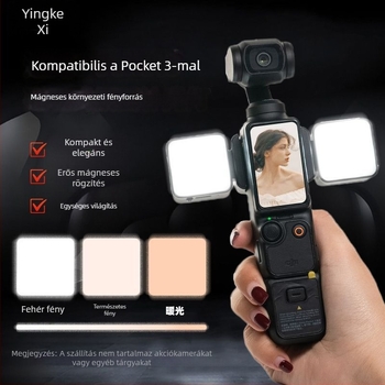 LED töltőfény DJI Pocket 3-hoz - hordozható mágneses gyorskioldó világítás sportkamerához, állítható fényerővel