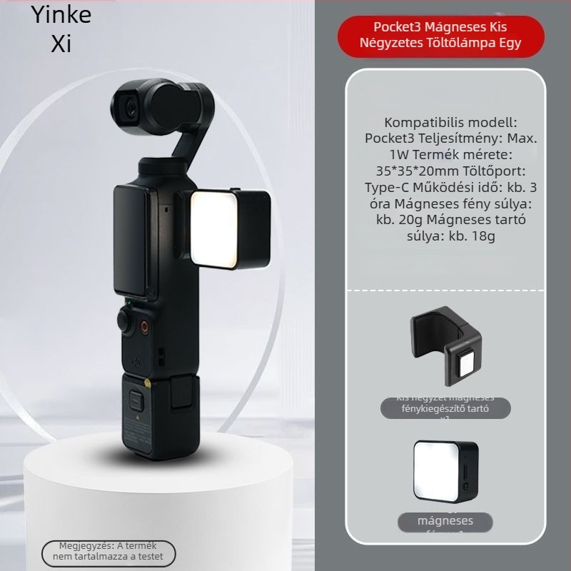 LED töltőfény DJI Pocket 3-hoz - hordozható mágneses gyorskioldó világítás sportkamerához, állítható fényerővel