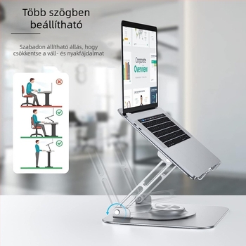 Laptopállvány alumínium ötvözetből, 360°-os forgású, összecsukható asztali tartó tabletákhoz – Modell F147, 840 g