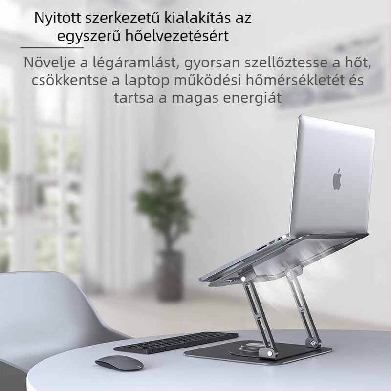 Laptopállvány alumínium ötvözetből, 360°-os forgású, összecsukható asztali tartó tabletákhoz – Modell F147, 840 g