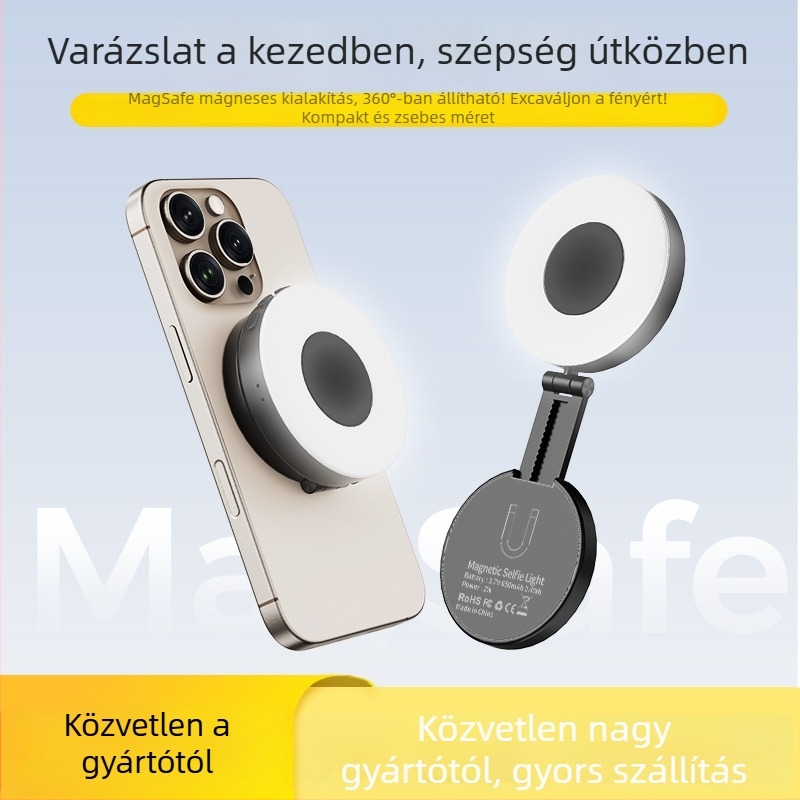 S80 mini töltőfény okostelefonokhoz, kézi selfie világítás, többszintű fényerő-szabályozás, 3,7V, kevesebb mint 10W