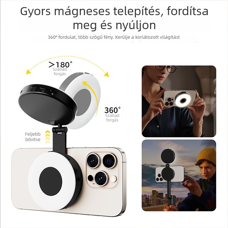 S80 mini töltőfény okostelefonokhoz, kézi selfie világítás, többszintű fényerő-szabályozás, 3,7V, kevesebb mint 10W