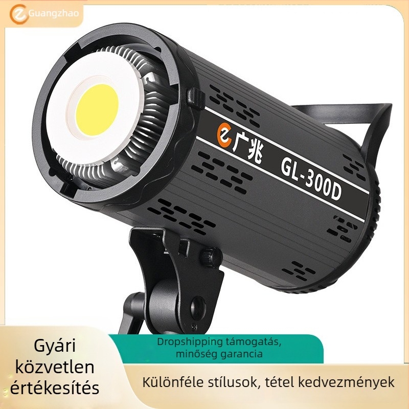 LED élő közvetítéshez COB 300W világítás, szabályozható fényerő és színhőmérséklet 2700K–6500K, 3 m hatótávolság, 220V