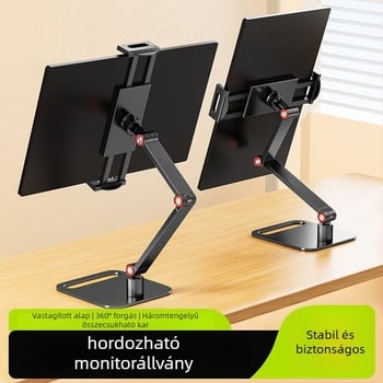 Hordozható monitorállvány tablet/PC-hez — fémből készült forgó tartó dupla kijelzőhöz