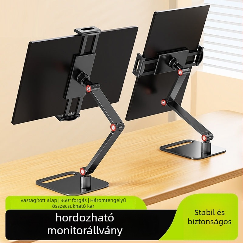 Hordozható monitorállvány tablet/PC-hez — fémből készült forgó tartó dupla kijelzőhöz