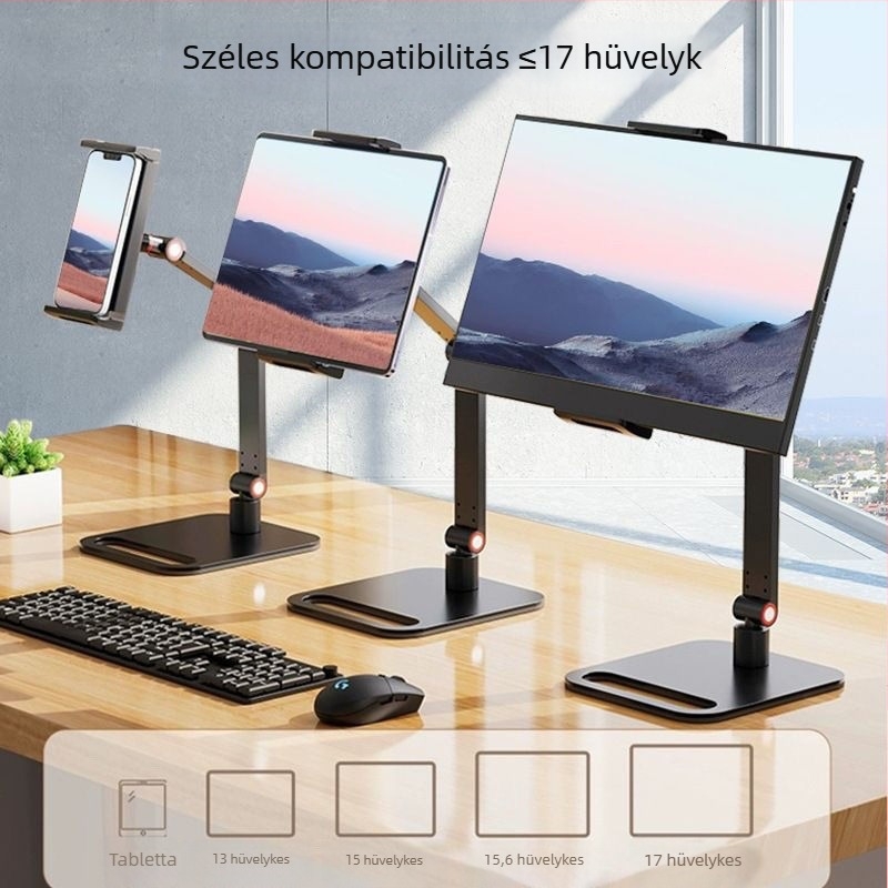 Hordozható monitorállvány tablet/PC-hez — fémből készült forgó tartó dupla kijelzőhöz