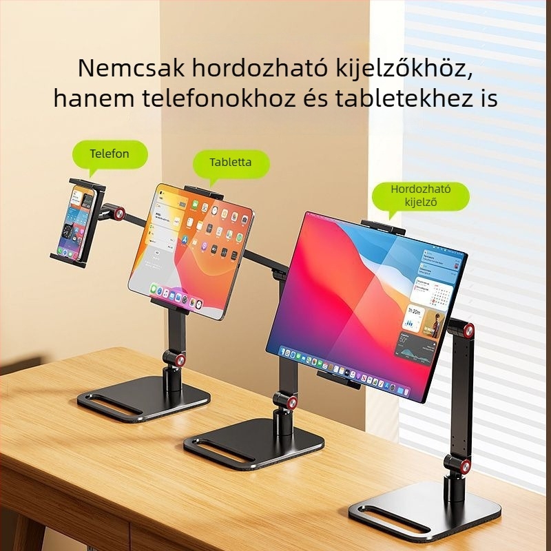 Hordozható monitorállvány tablet/PC-hez — fémből készült forgó tartó dupla kijelzőhöz