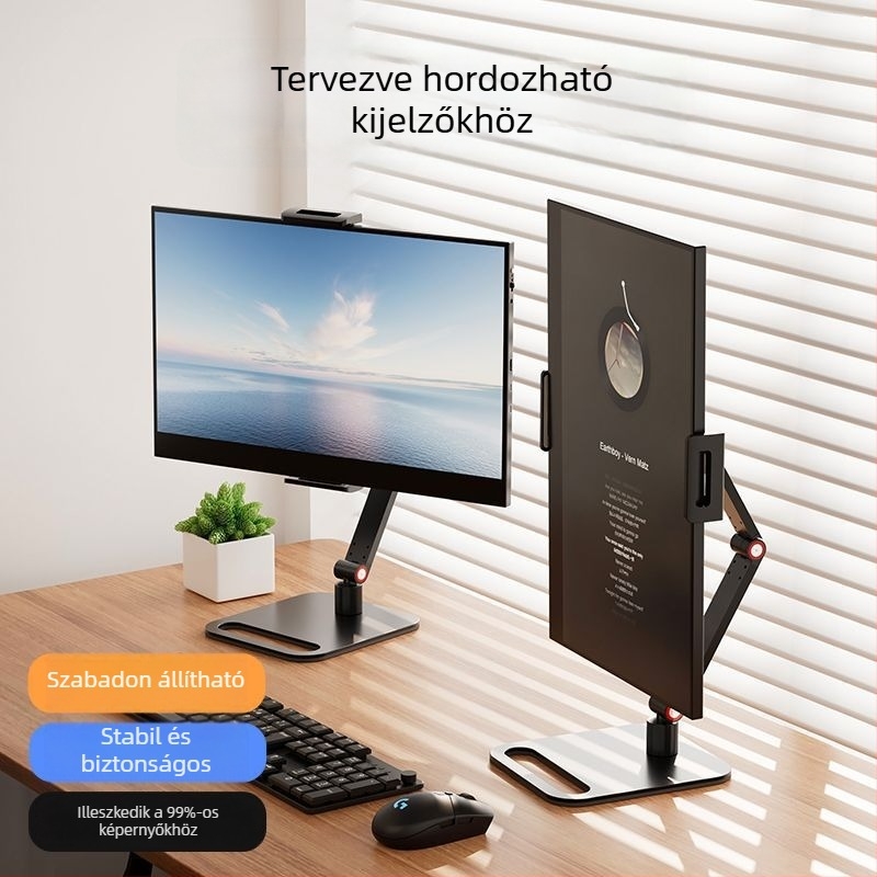 Hordozható monitorállvány tablet/PC-hez — fémből készült forgó tartó dupla kijelzőhöz