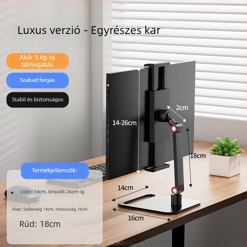 Hordozható monitorállvány tablet/PC-hez — fémből készült forgó tartó dupla kijelzőhöz