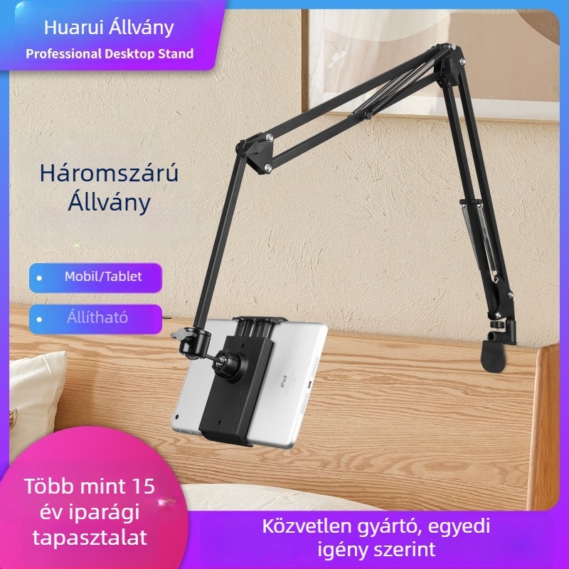 Tabletta állvány NB353 – összecsukható, műanyag alap, fém tartó, iPad és iPhone generációkhoz (NB353, összecsukható, műanyag alap, fém tartó)