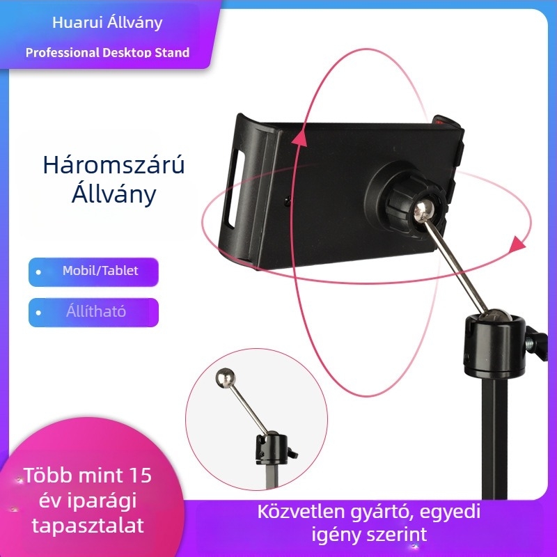 Tabletta állvány NB353 – összecsukható, műanyag alap, fém tartó, iPad és iPhone generációkhoz (NB353, összecsukható, műanyag alap, fém tartó)