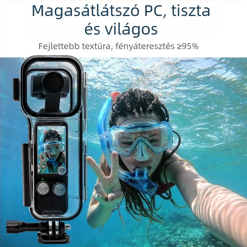 Osmo Pocket 3 vízálló védőburkolat, edzett üveg, kompatibilis pocket3, nyomtatott logóval (Modell: pocket3 waterproof shell; Kompatibilis modellek: pocket3; Anyag: edzett üveg; Nyomtatott logó: Igen)