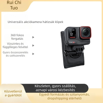 Hátizsákra szerelhető akciókamerákhoz készült klip (Anyag: Nylon+ABS; Kompatibilitás: Általános; Tartozékok: klip, csavarok, alap)