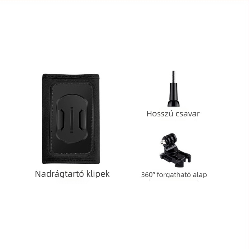 Hátizsákra szerelhető akciókamerákhoz készült klip (Anyag: Nylon+ABS; Kompatibilitás: Általános; Tartozékok: klip, csavarok, alap)