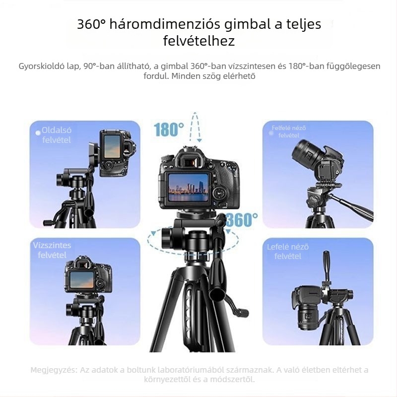 Rozsdamentes acél állvány DSLR, tükör nélküli és okostelefonhoz – univerzális csatlakozás, távirányító nélkül