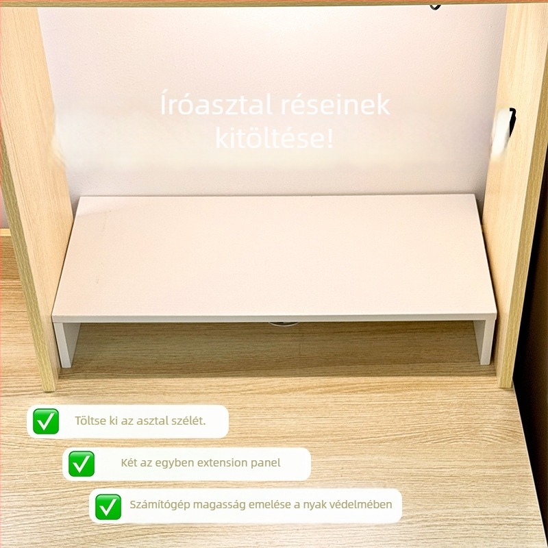 Asztali laptop állvány hézagkitöltő panellel — sűrűséglemez anyag, modern minimális stílus, szerelés szükséges