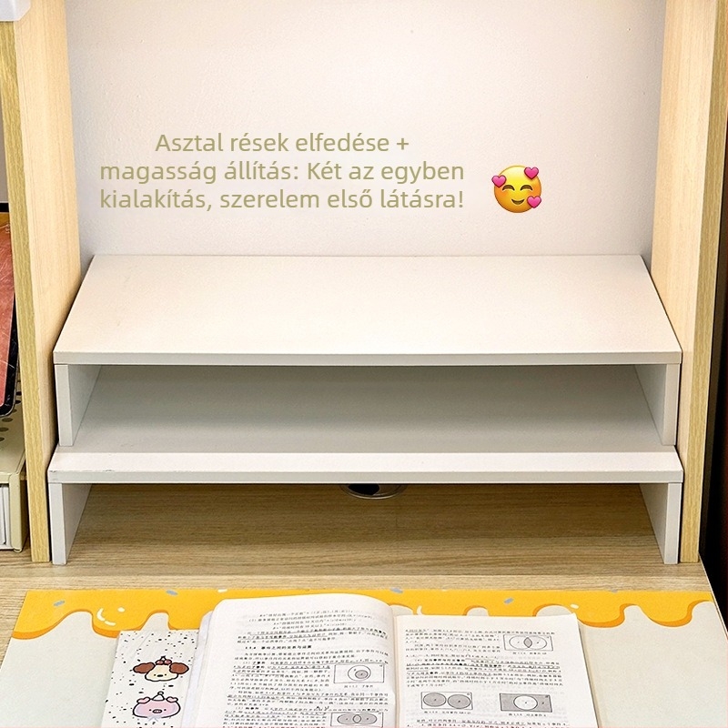 Asztali laptop állvány hézagkitöltő panellel — sűrűséglemez anyag, modern minimális stílus, szerelés szükséges