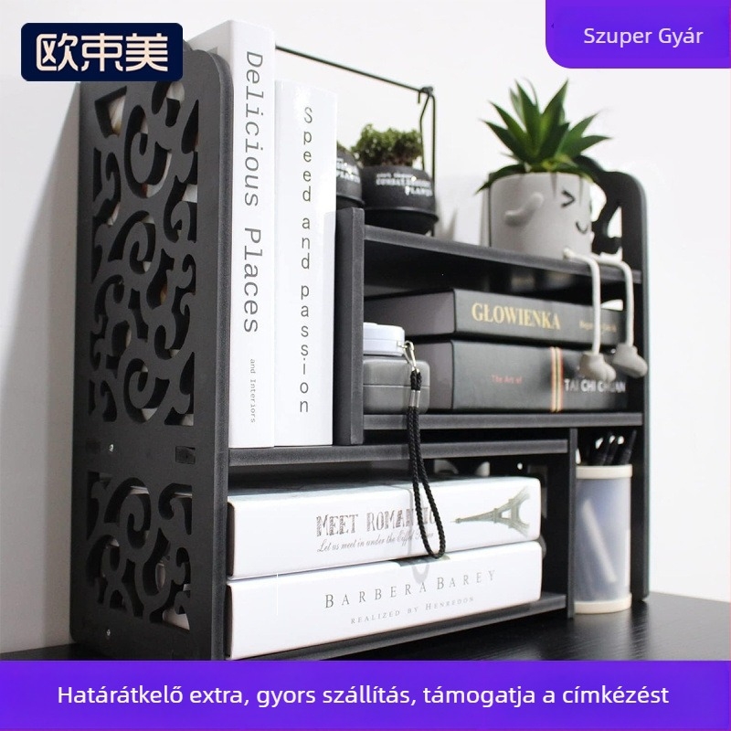 Asztali könyvespolc - 3 szintes, többfunkciós, mozgatható, por- és nedvességálló