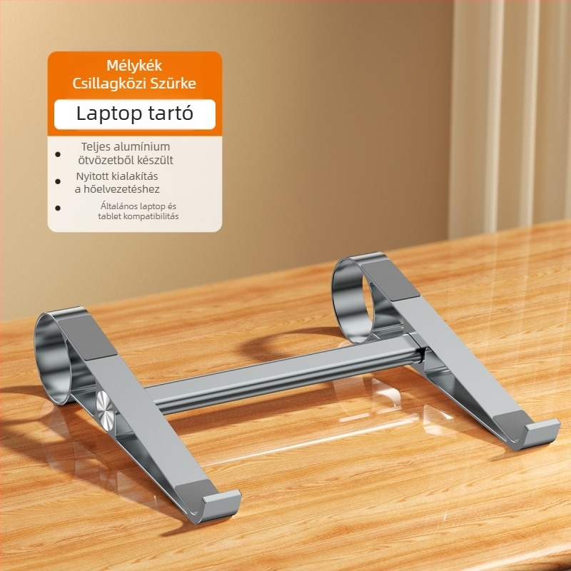 Laptop állvány alumíniumötvözetből, szétszerelhető és hordozható, univerzális kompatibilitás, állítható magasságú asztali hűtő tartó