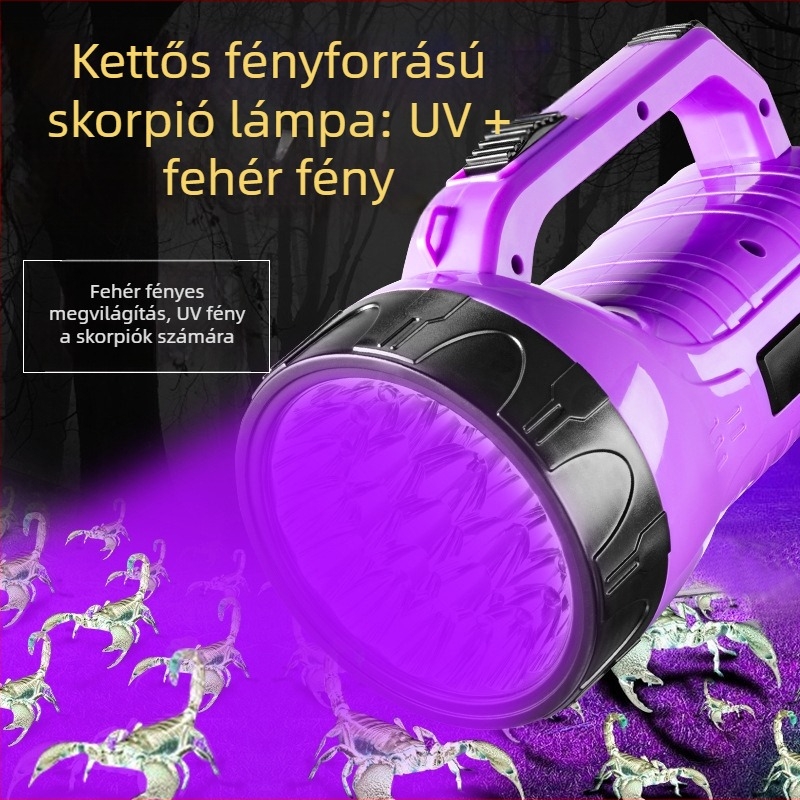LED zseblámpa, tölthető, ABS ház, 1500 mAh akkumulátor, hatótáv 200 m-ig