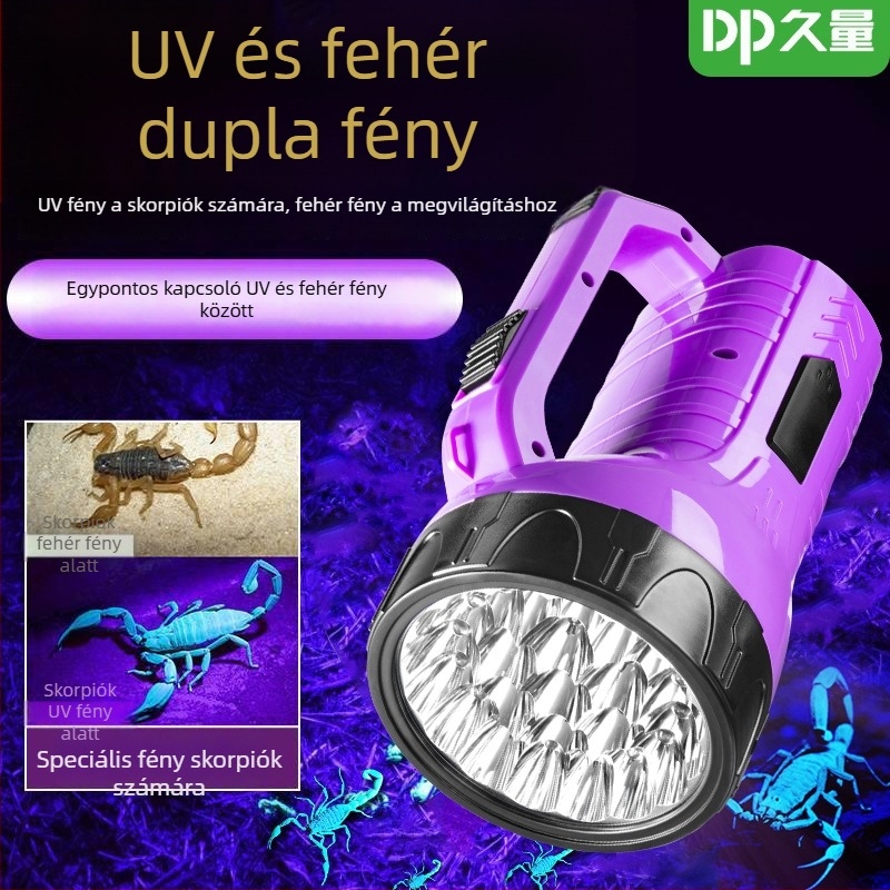 LED zseblámpa, tölthető, ABS ház, 1500 mAh akkumulátor, hatótáv 200 m-ig