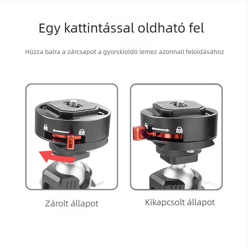 Alumínium ötvözetű gyorskioldó lemez trípódhoz/fejhez (JF-Q2S) – teher 2–5 kg, tömeg 120 g