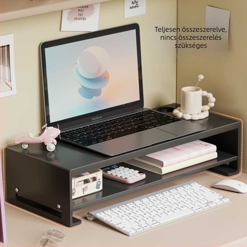 Asztali monitorállvány két szintes, szénacélból, könnyed luxus stílusú asztali rendező