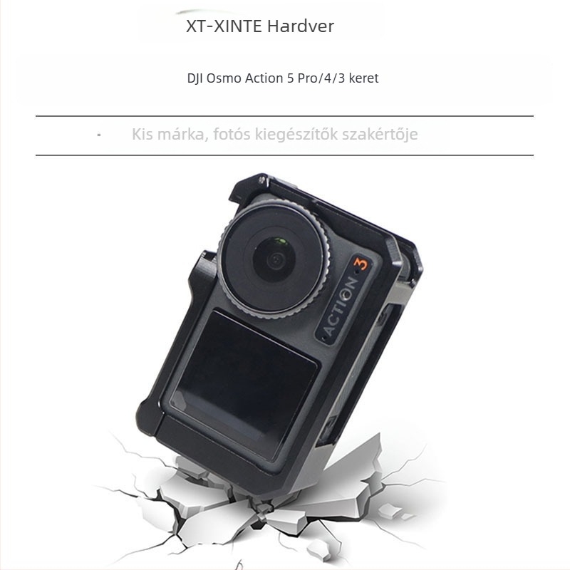 Rabbit Cage Kit DJI Osmo Action 5 Pro/4/3 — alumíniumötvözet, kompatibilis az Osmo Action-nel, nyomtatott 'Support' logó