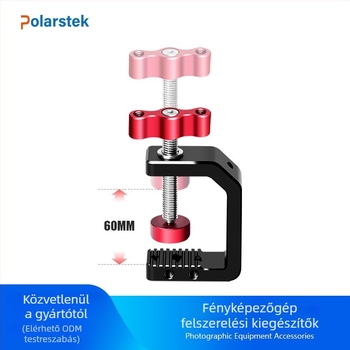 Polarstek kamera csipesz – asztali C-típus rögzítő, alumíniumötvözet, telefon-tartó, maximális teher 2 kg, tömeg 200 g