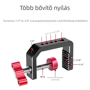 Polarstek kamera csipesz – asztali C-típus rögzítő, alumíniumötvözet, telefon-tartó, maximális teher 2 kg, tömeg 200 g
