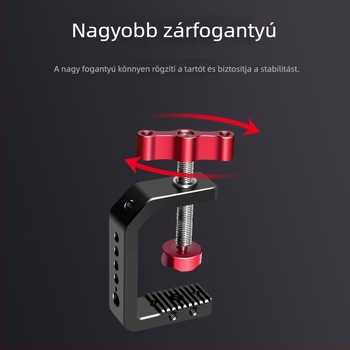 Polarstek kamera csipesz – asztali C-típus rögzítő, alumíniumötvözet, telefon-tartó, maximális teher 2 kg, tömeg 200 g