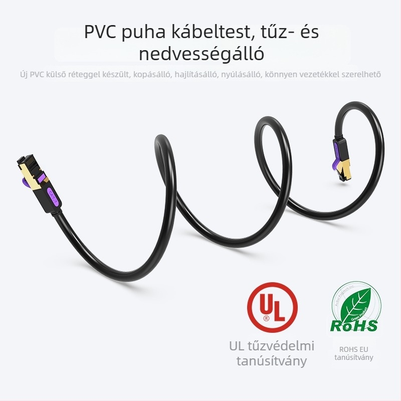 Weixun Cat7 10Gbps árnyékolt lapos Ethernet-kábel – tiszta réz, RJ-45, 6,2 mm, számítógépekhez és switchekhez